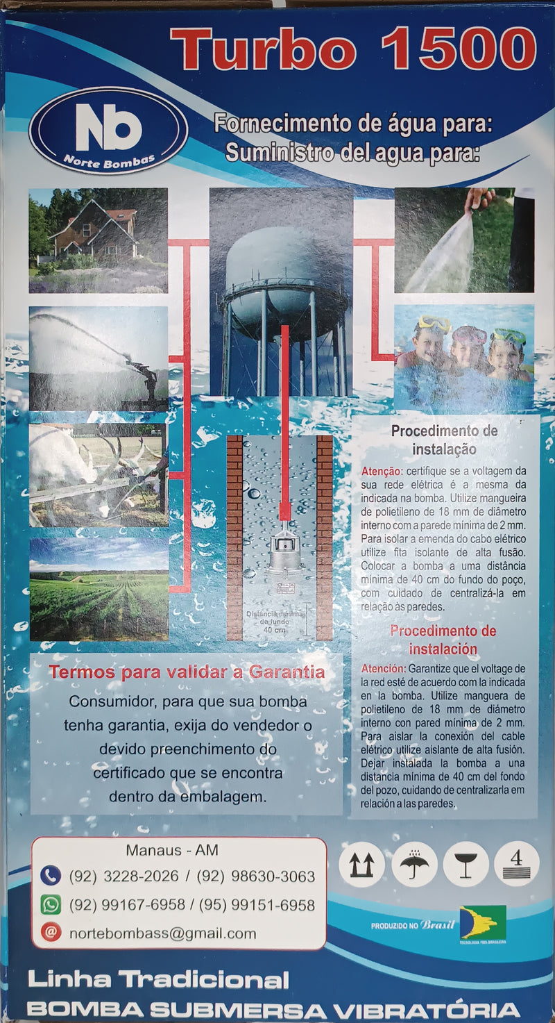 Bomba Submersa Sapo Modelo Turbo 1500 127 ou 220 Volts 360 Wats