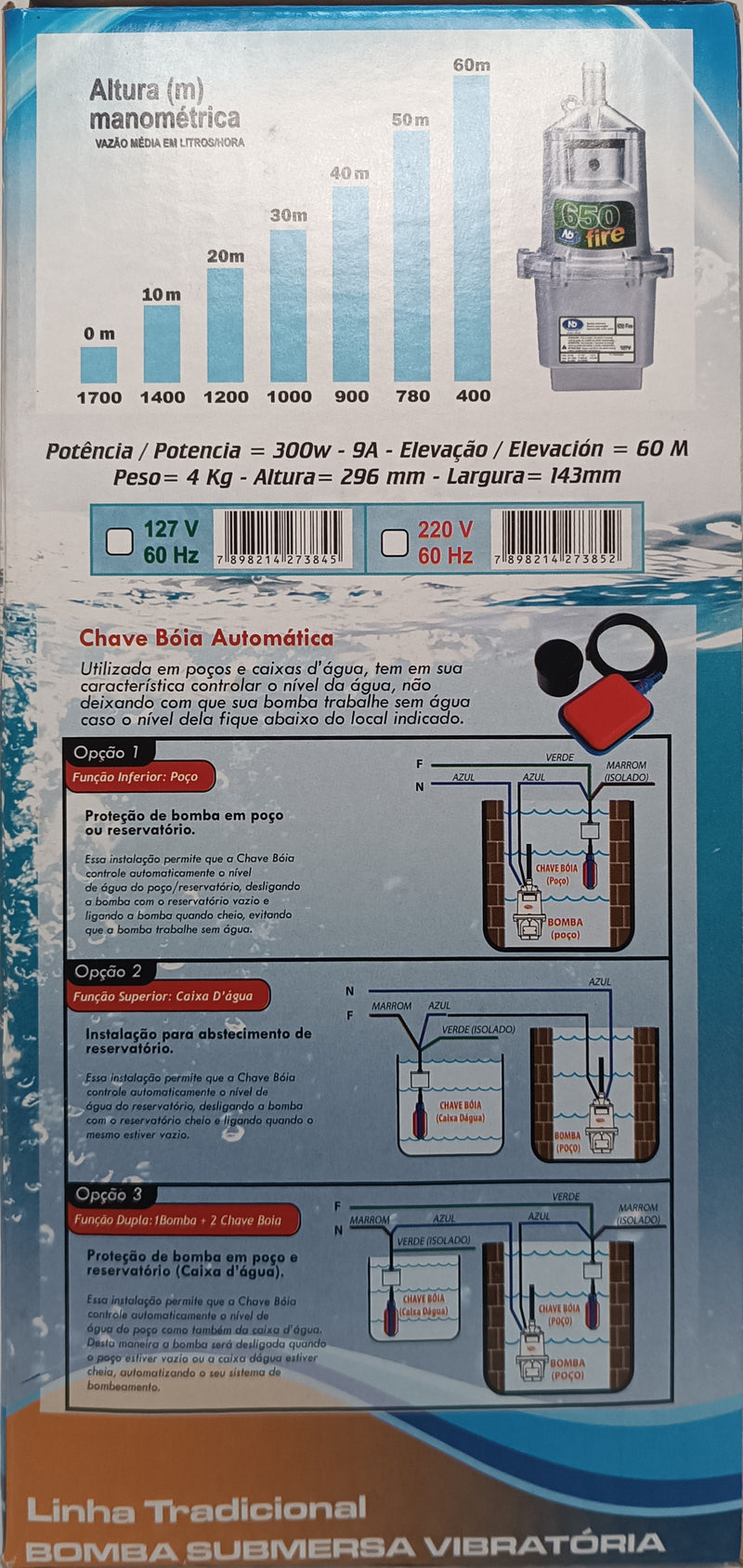 Bomba Submersa Sapo Modelo 650 Fire 127 ou 220 Volts  300 Wats